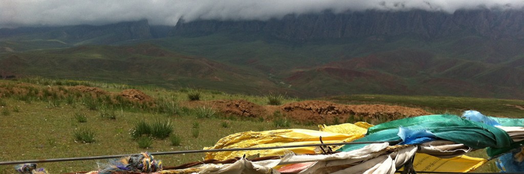 Tibetan Buddhist prayer flags in Xiahe, rural Gansu